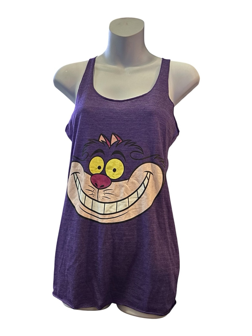 Purple Graphic Tank Top with Cheshire Cat Smile
